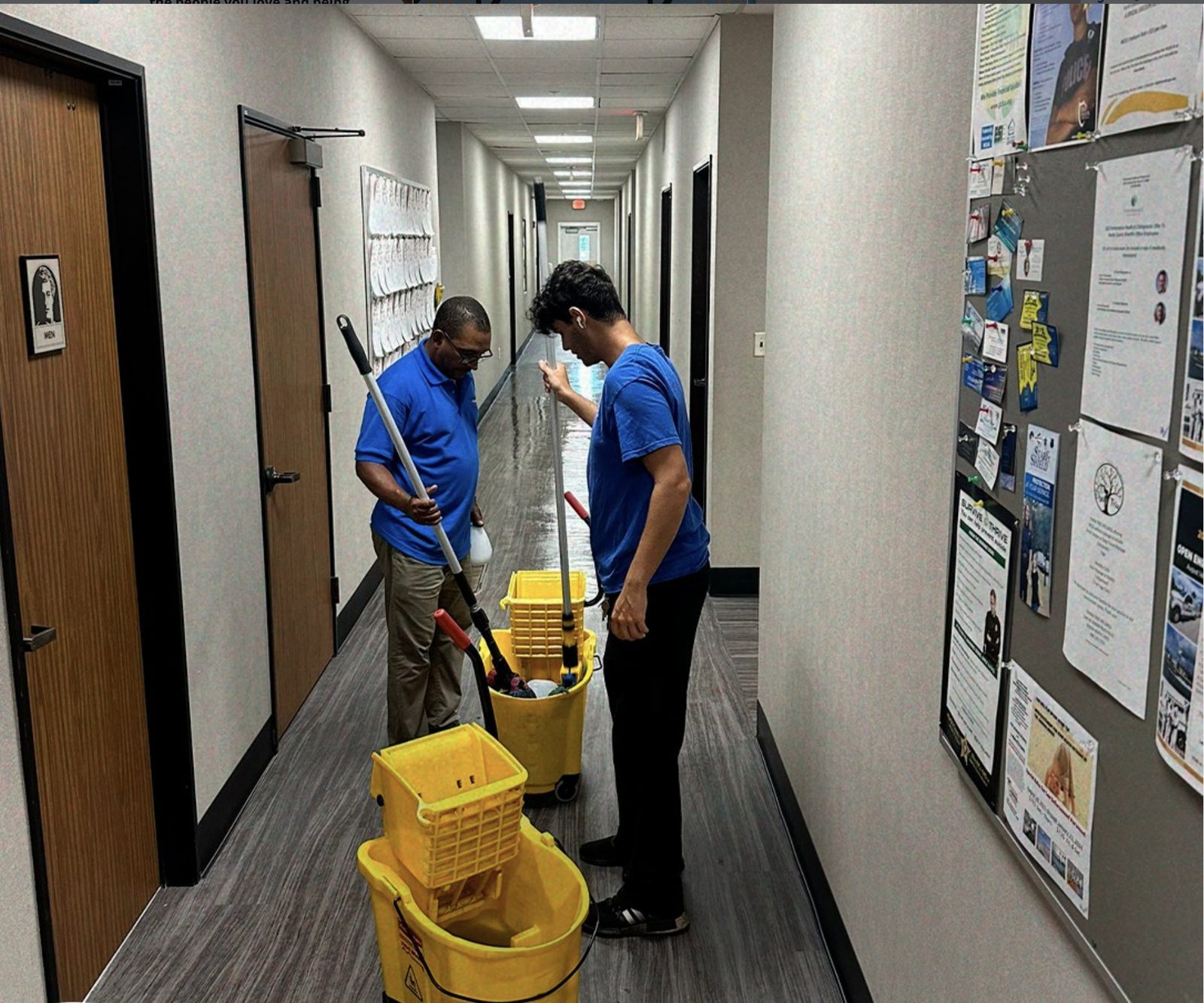 BlueSky team performing commercial carpet cleaning